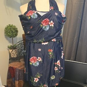 Blue and Pink Halter One Piece Swim